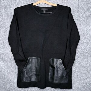 J. Crew Women's 100% Merino Wool Leather Pocket Tunic Sweater-‎ Sz XS